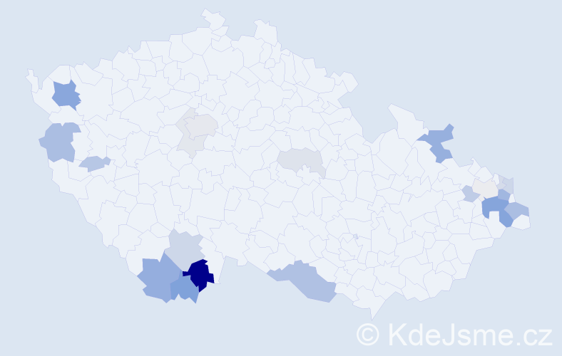 Příjmení: 'Beleš', počet výskytů 60 v celé ČR