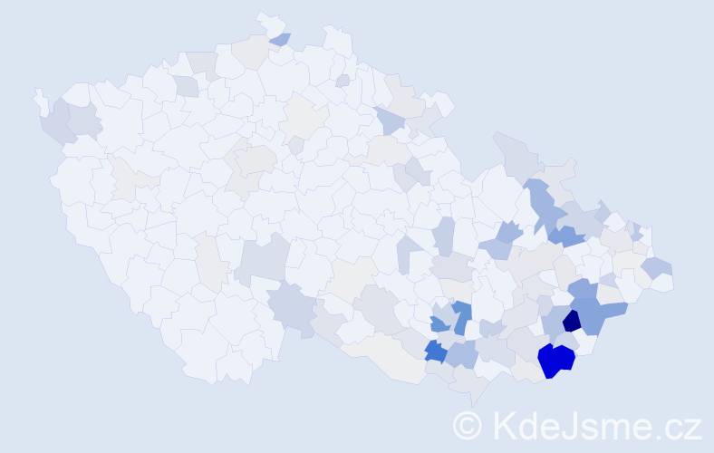 Příjmení: 'Tomancová', počet výskytů 411 v celé ČR