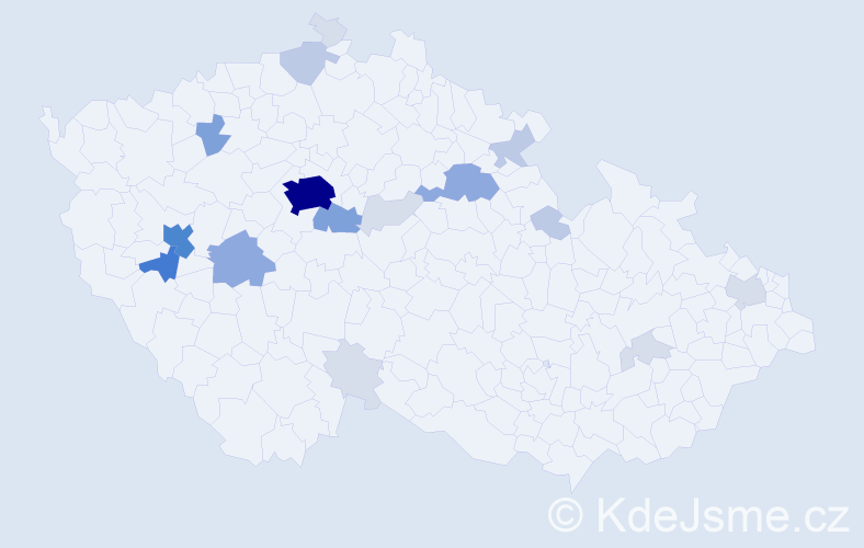 Příjmení: 'Naxera', počet výskytů 65 v celé ČR