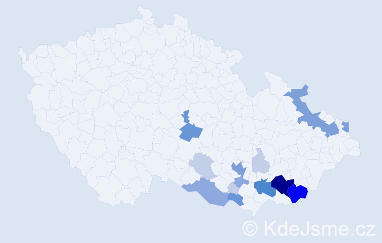 Příjmení: 'Mikulinec', počet výskytů 55 v celé ČR