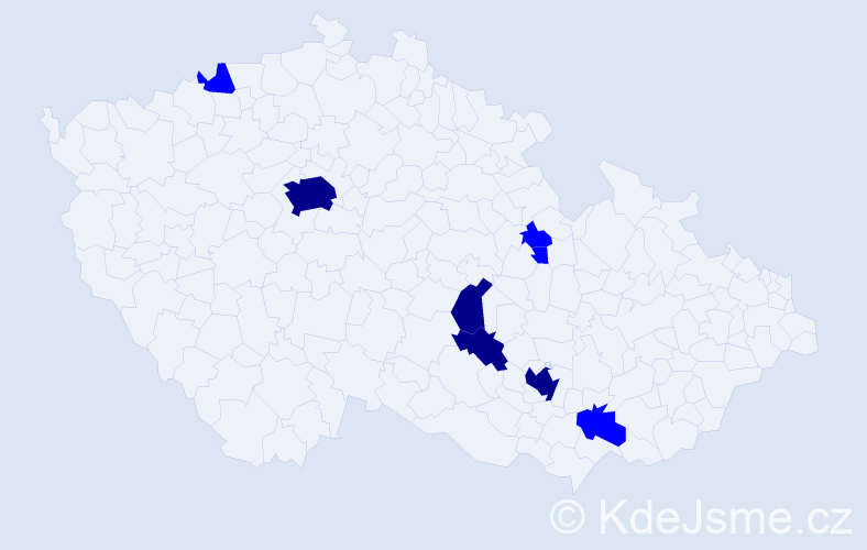 Příjmení: 'Rimešová', počet výskytů 12 v celé ČR