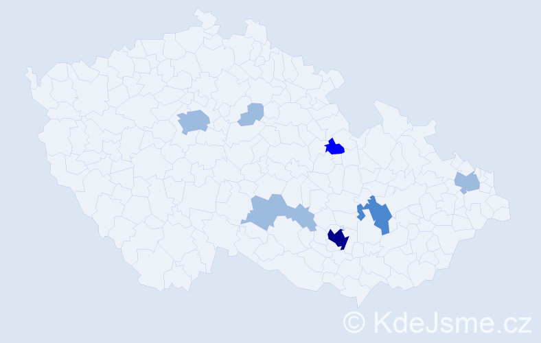 Příjmení: 'Hikeš', počet výskytů 14 v celé ČR
