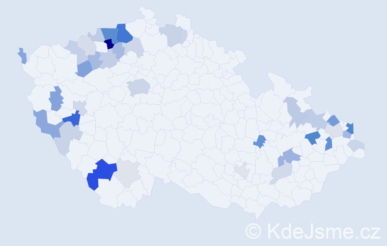 Příjmení: 'Sendrei', počet výskytů 98 v celé ČR