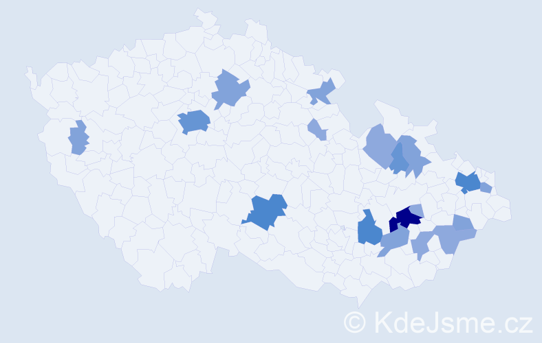 Příjmení: 'Ligačová', počet výskytů 45 v celé ČR