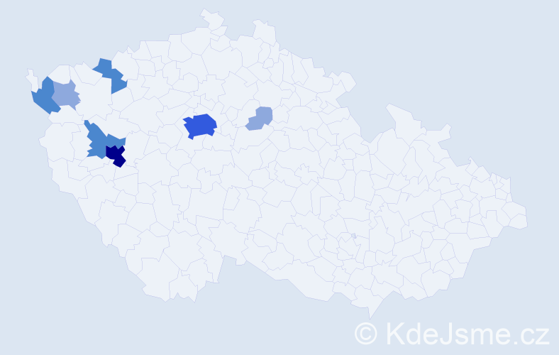 Příjmení: 'Vochoc', počet výskytů 16 v celé ČR