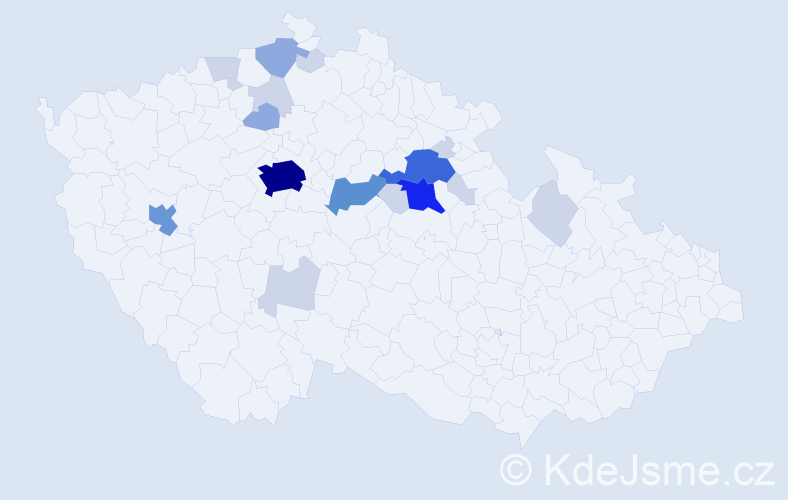 Příjmení: 'Křovák', počet výskytů 55 v celé ČR