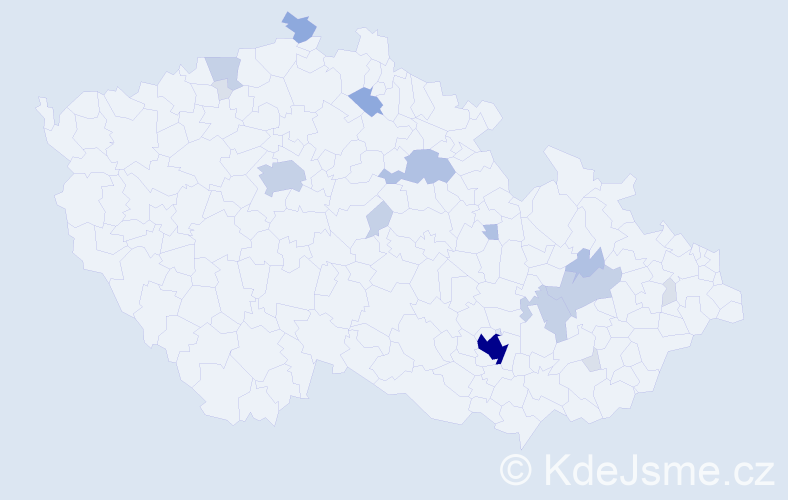 Příjmení: 'Pustajová', počet výskytů 53 v celé ČR