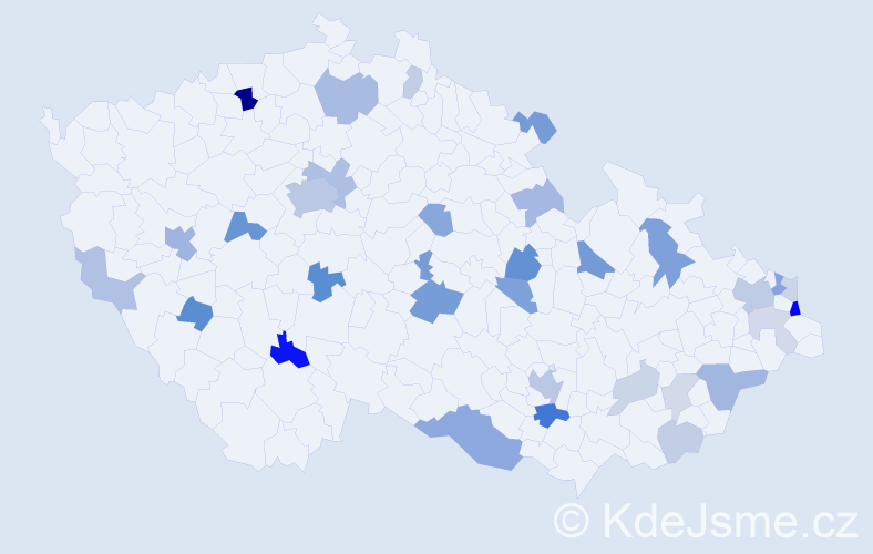 Příjmení: 'Líšková', počet výskytů 75 v celé ČR