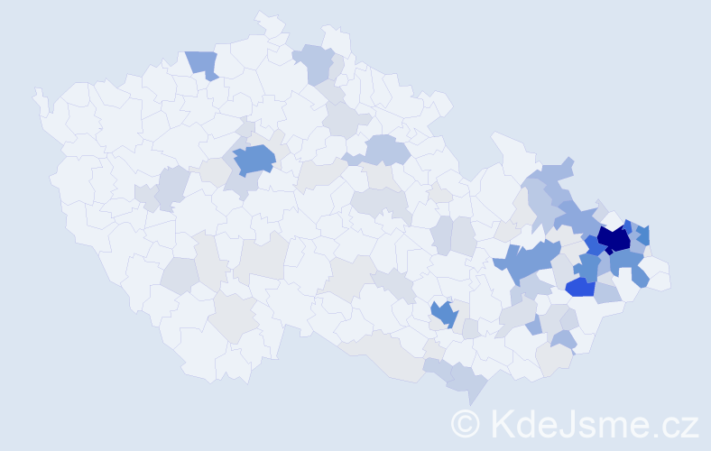 Příjmení: 'Rusek', počet výskytů 386 v celé ČR