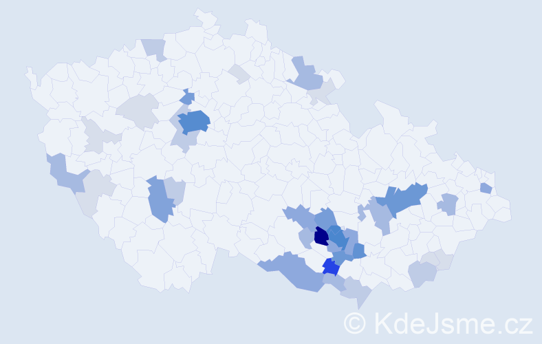 Příjmení: 'Hemala', počet výskytů 152 v celé ČR