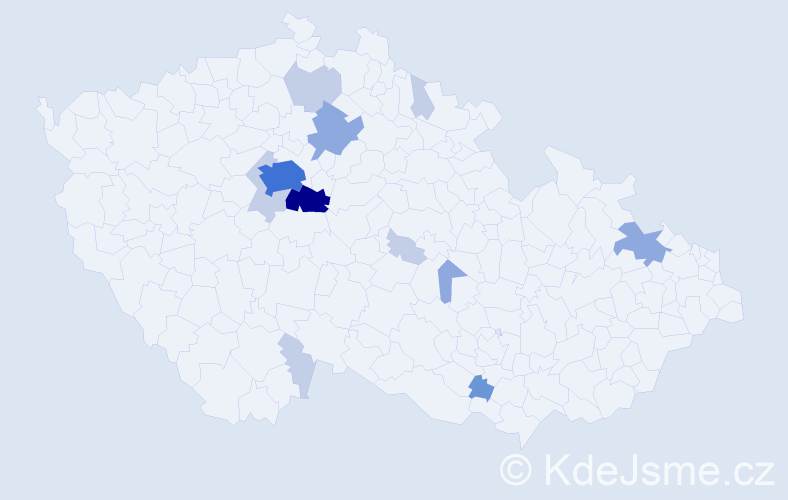 Příjmení: 'Hoftová', počet výskytů 32 v celé ČR