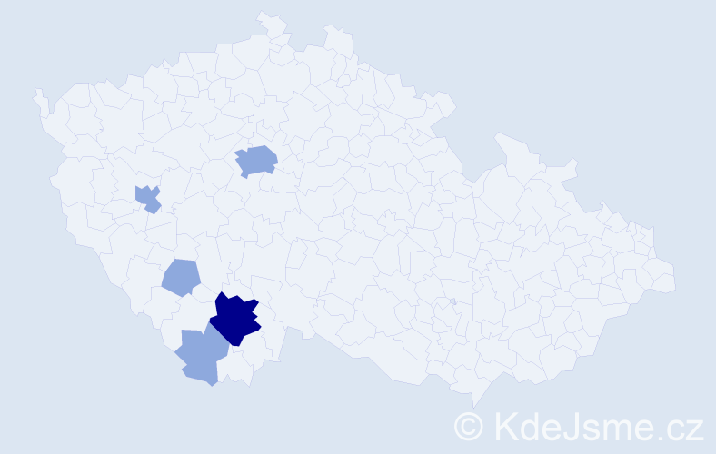 Příjmení: 'Krigar', počet výskytů 12 v celé ČR