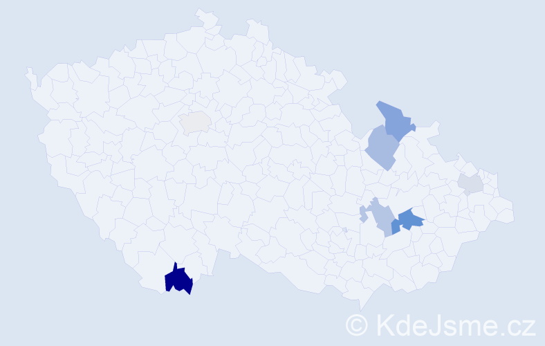 Příjmení: 'Řihovský', počet výskytů 10 v celé ČR