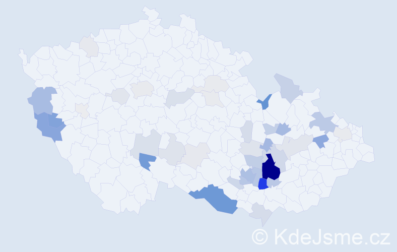 Příjmení: 'Hrda', počet výskytů 136 v celé ČR