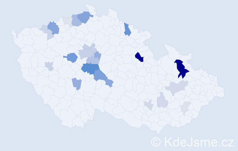 Příjmení: 'Granátová', počet výskytů 86 v celé ČR