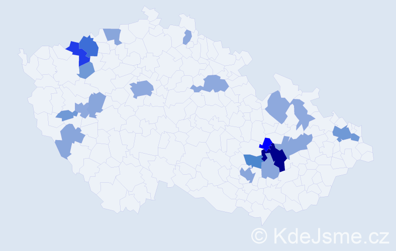 Příjmení: 'Klemsová', počet výskytů 61 v celé ČR