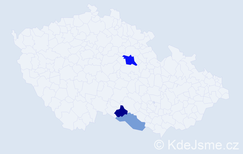 Příjmení: 'Kaparová', počet výskytů 5 v celé ČR