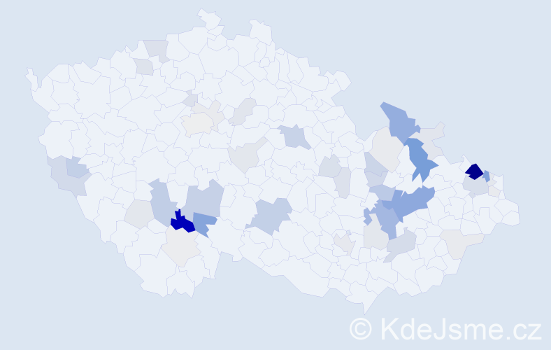 Příjmení: 'Čecháček', počet výskytů 161 v celé ČR