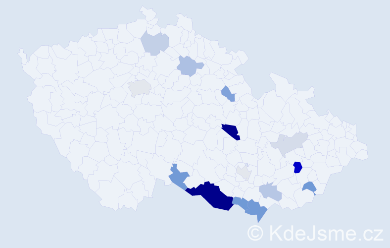 Příjmení: 'Geba', počet výskytů 33 v celé ČR