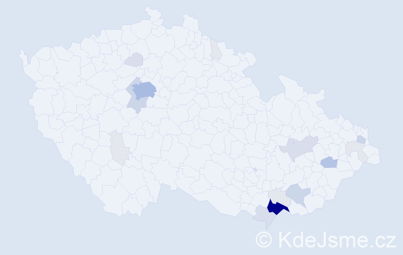 Příjmení: 'Bílík', počet výskytů 71 v celé ČR