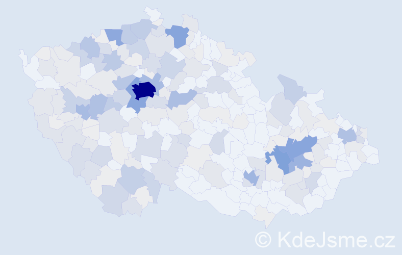 Příjmení: 'Mráček', počet výskytů 822 v celé ČR