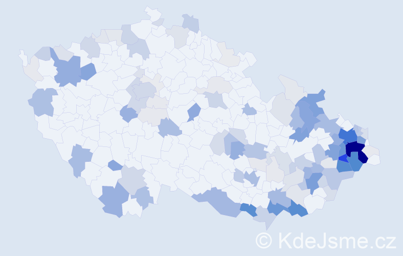 Příjmení: 'Míček', počet výskytů 569 v celé ČR