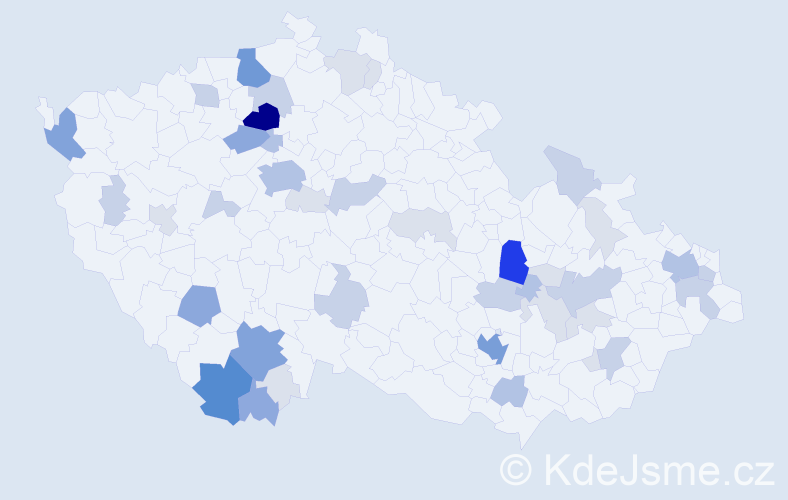 Příjmení: 'Písek', počet výskytů 142 v celé ČR