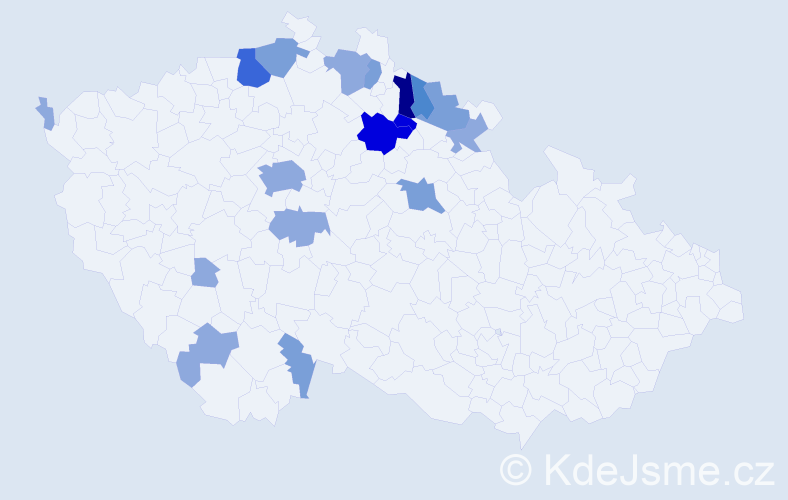 Příjmení: 'Povr', počet výskytů 43 v celé ČR