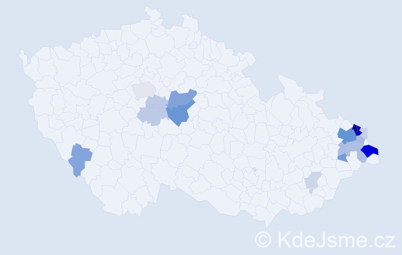 Příjmení: 'Penkala', počet výskytů 53 v celé ČR