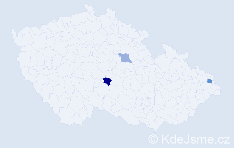 Příjmení: 'Cseh', počet výskytů 4 v celé ČR