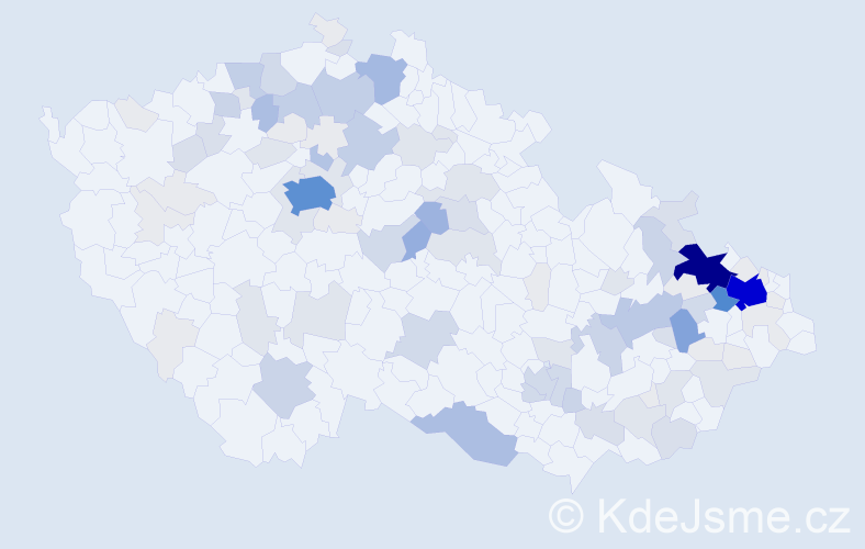 Příjmení: 'Hon', počet výskytů 406 v celé ČR