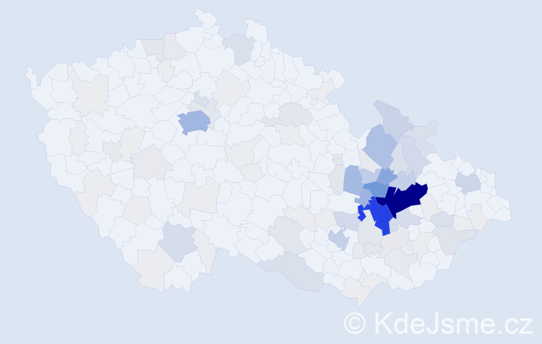 Příjmení: 'Vyroubal', počet výskytů 485 v celé ČR