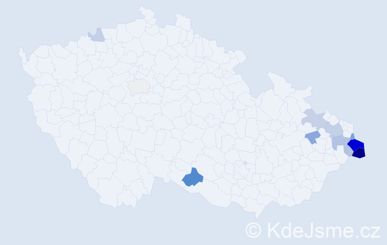 Příjmení: 'Wojtyla', počet výskytů 37 v celé ČR