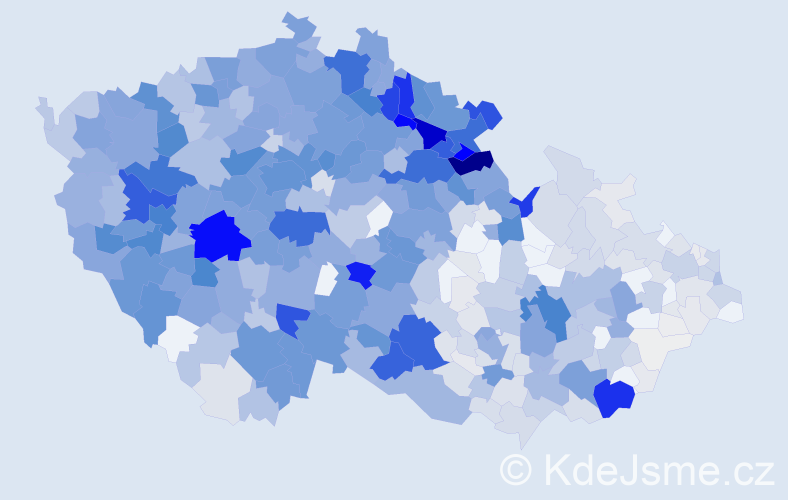 Příjmení: 'Ježek', počet výskytů 4363 v celé ČR