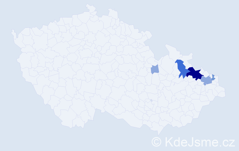Příjmení: 'Rašo', počet výskytů 19 v celé ČR