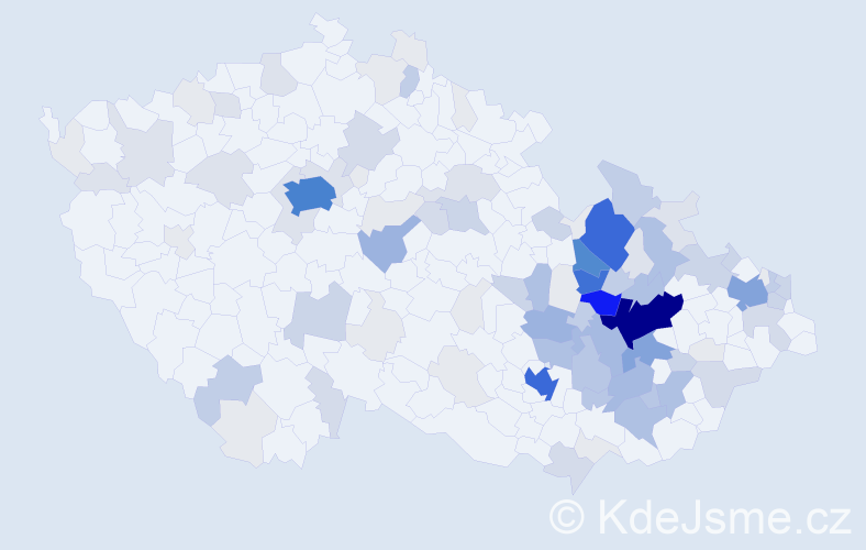 Příjmení: 'Valouch', počet výskytů 474 v celé ČR