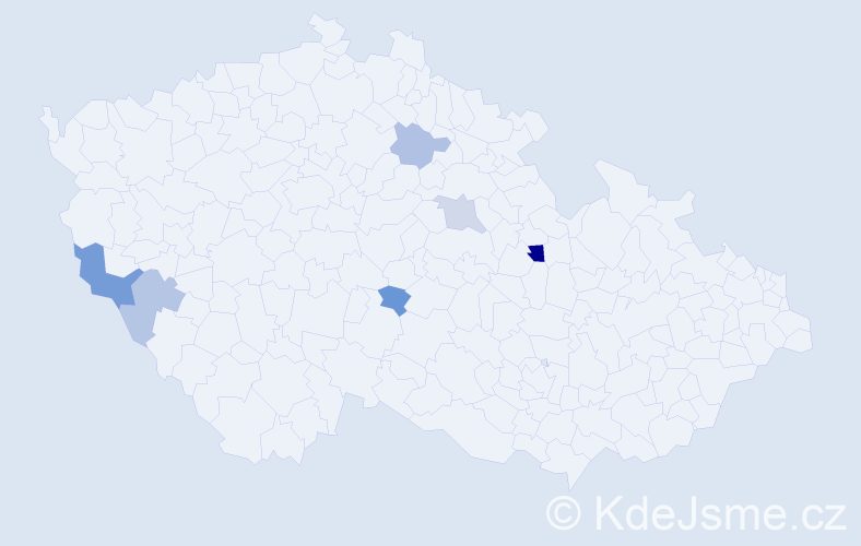 Příjmení: 'Hudač', počet výskytů 9 v celé ČR