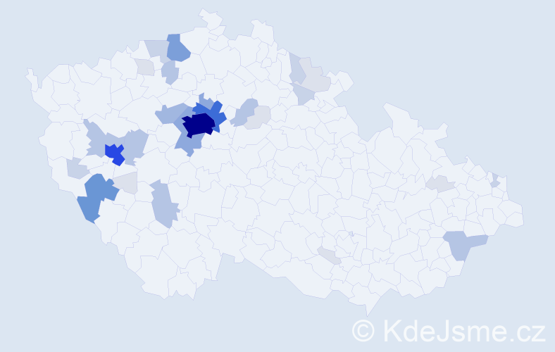 Příjmení: 'Hořánek', počet výskytů 119 v celé ČR