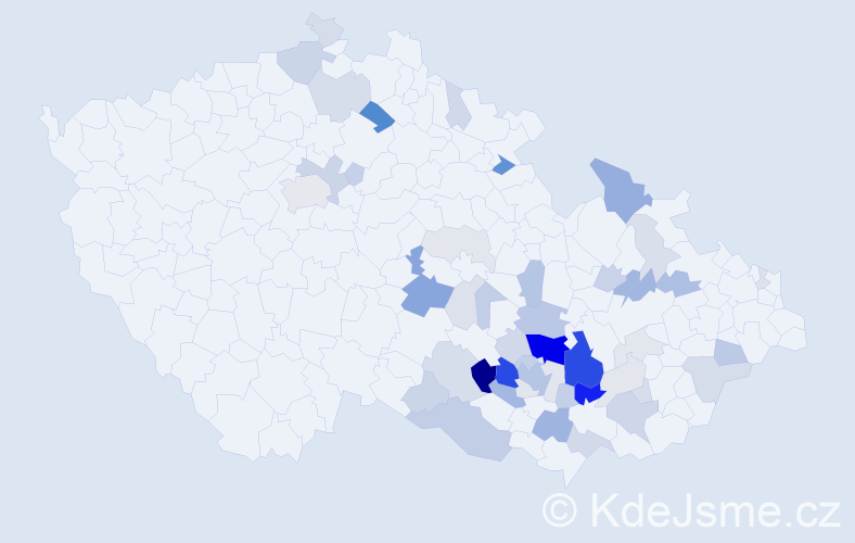 Příjmení: 'Břoušková', počet výskytů 155 v celé ČR