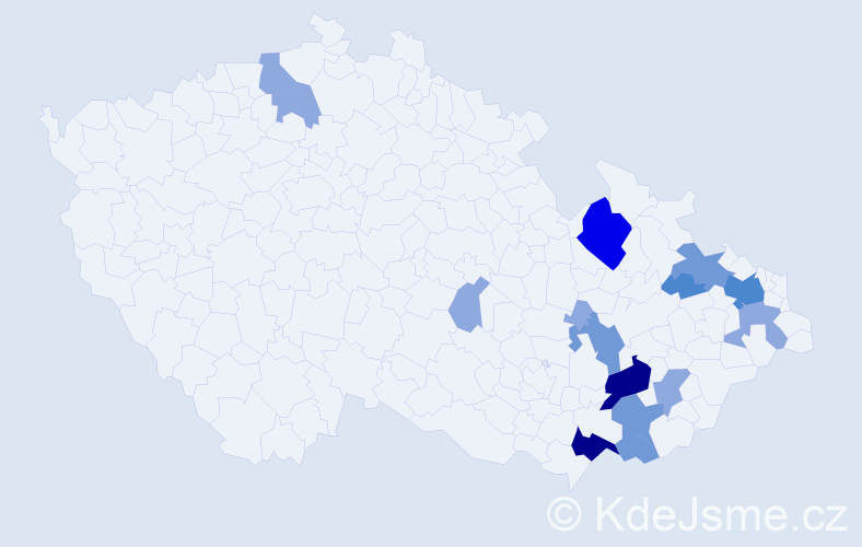 Příjmení: 'Ospalík', počet výskytů 38 v celé ČR