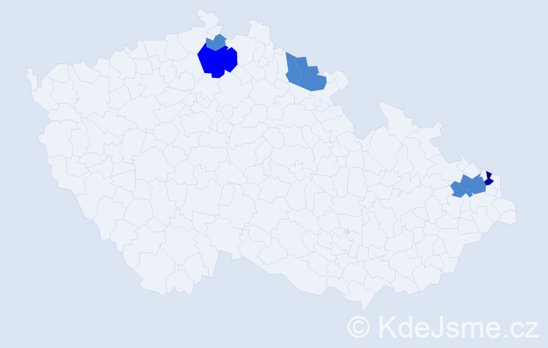 Příjmení: 'Bartošovič', počet výskytů 10 v celé ČR