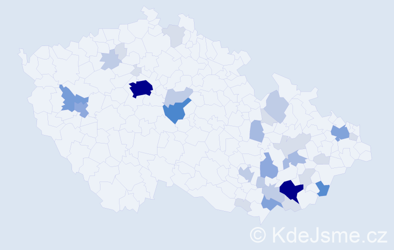 Příjmení: 'Měšťánek', počet výskytů 111 v celé ČR