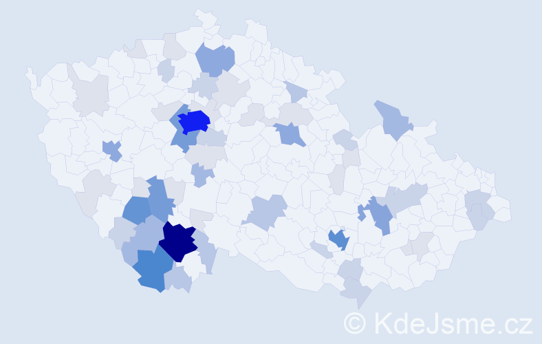 Příjmení: 'Vačkářová', počet výskytů 183 v celé ČR