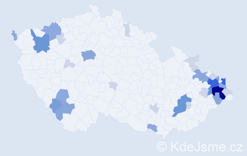 Příjmení: 'Kubačka', počet výskytů 92 v celé ČR