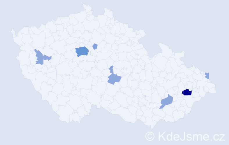 Příjmení: 'Helimanová', počet výskytů 17 v celé ČR
