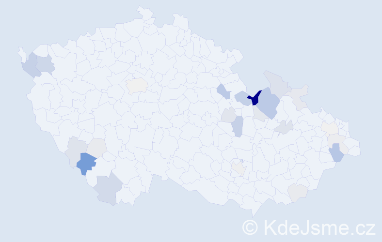 Příjmení: 'Temňák', počet výskytů 64 v celé ČR