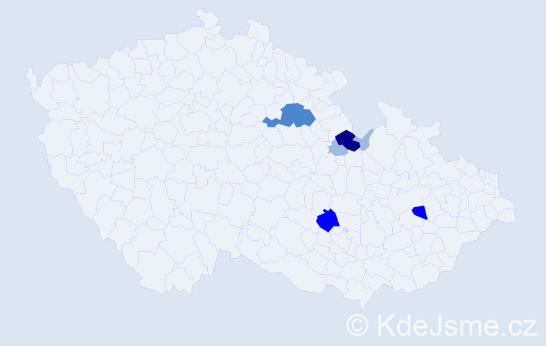 Příjmení: 'Pachelová', počet výskytů 14 v celé ČR