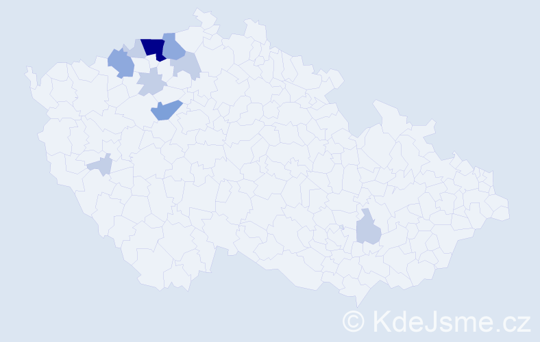 Příjmení: 'Kešeľ', počet výskytů 23 v celé ČR