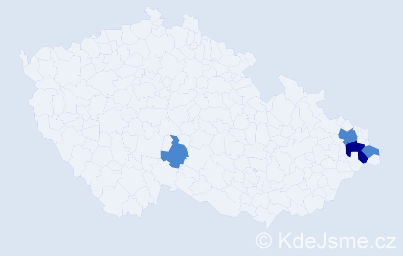 Příjmení: 'Wykret', počet výskytů 6 v celé ČR