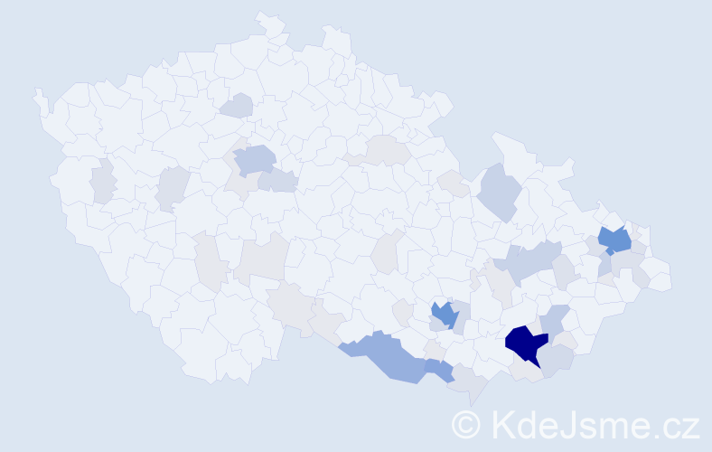 Příjmení: 'Pospíšek', počet výskytů 170 v celé ČR